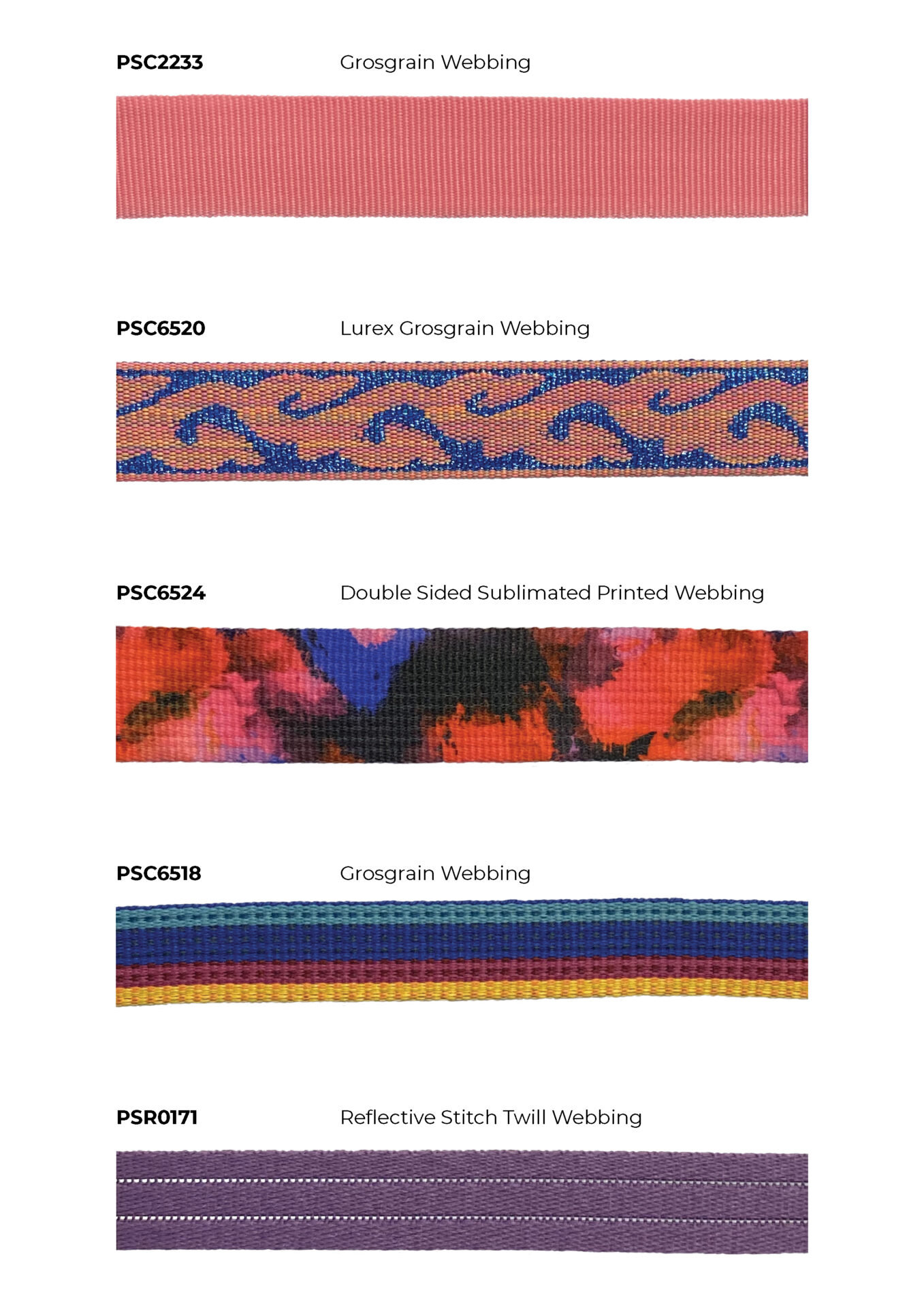 Check out our Products page for more information on our Webbing trims